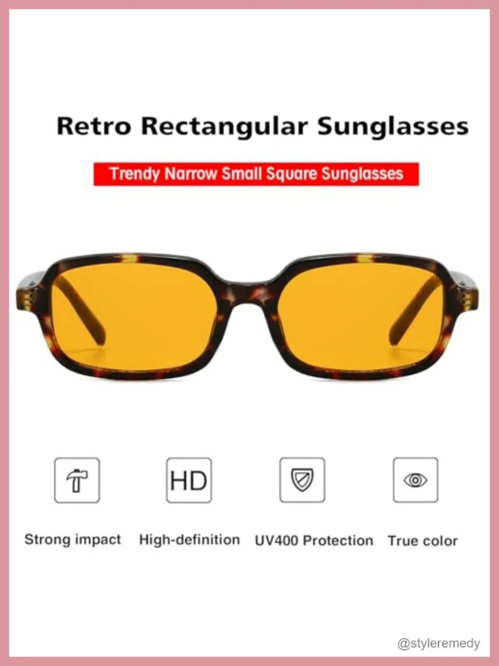 Retro Rectangular Small Square Sunglasses UV400 Lenses